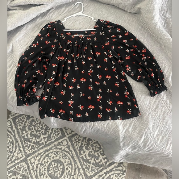 LC Lauren Conrad Tops - LC Lauren Conrad Black 3/4 Sleeve Smocked Blouse (Never Worn)